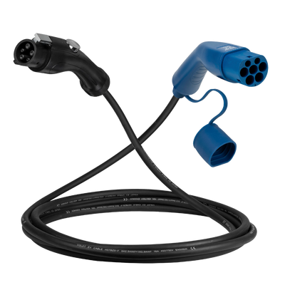 Tipo 1 - tipo 2 | 1 fase | 32a | 7,4kW cable de carga