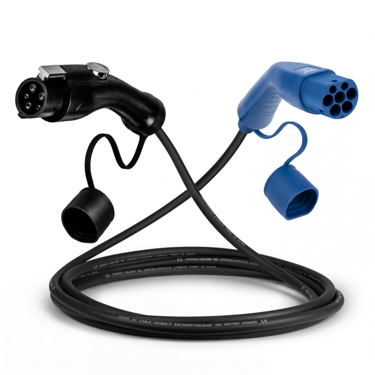Tipo 1 -2 | 1 fase | 16A | 3,7kW cable de carga