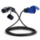 Cable adaptador tipo 2 (lado de la estación de carga) a toma de 16A 3 polos azul tipo comando